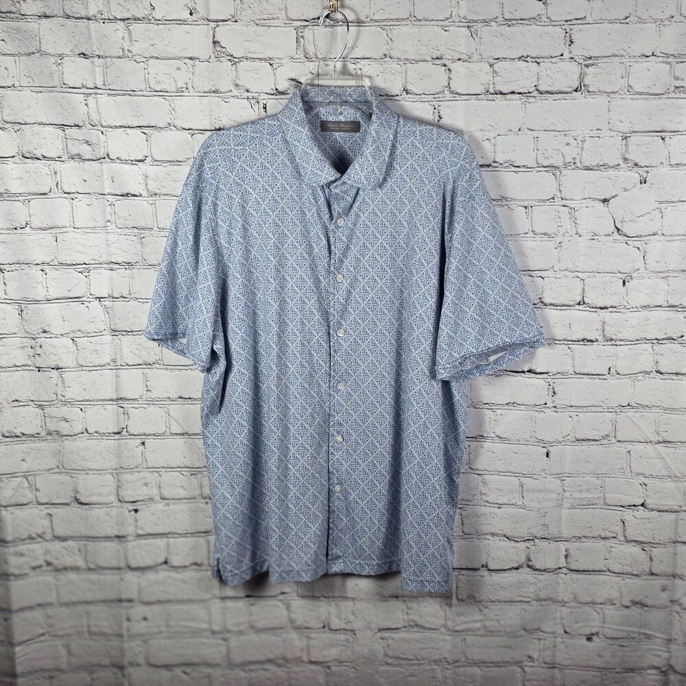 Daniel Cremieux Men's Blue / White Geometric Short Sleeve Polo‎ Shirt
